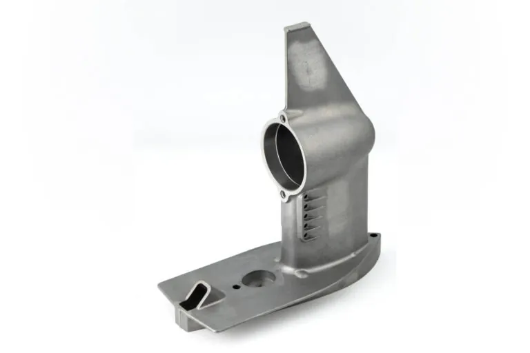 Precision ADC-3 aluminum die casting with integrated structural ribs designed for durability in saltwater environments.