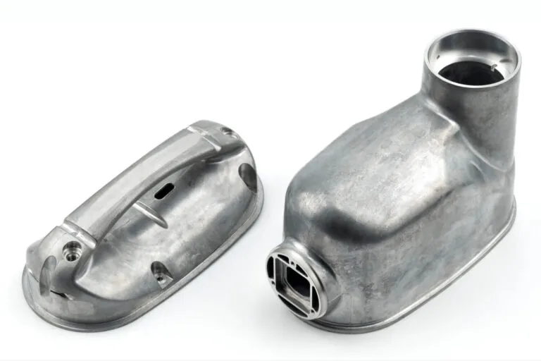 Comparative view of internal and external surfaces of an aluminum die cast medical enclosure, highlighting consistent wall thickness.